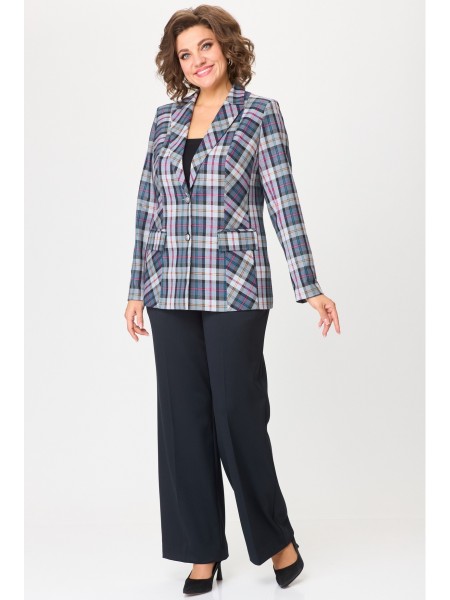 412+601 синяя клетка+синий однотон