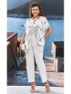 Брючный костюм артикул: 25673 белый+принт от Vittoria Queen - вид 1