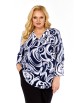 Блузка артикул: 4071 сине-серо-белый принт от Abbi - вид 1