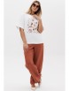 Брючный костюм артикул: 3157 белый+терракот от Ma Сherie - вид 1