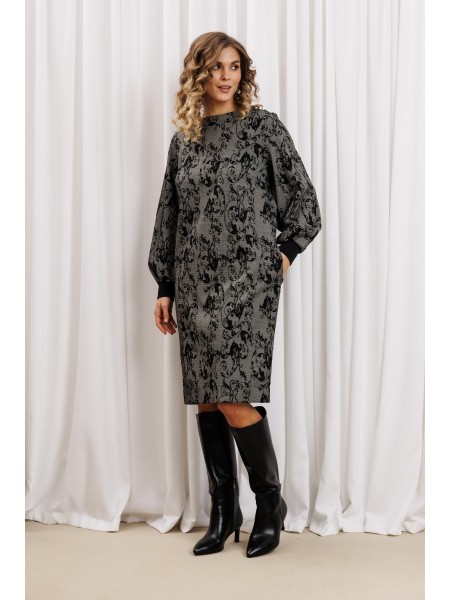 7385/1 серо-черный с цветами