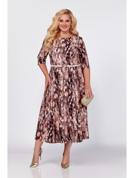 765 светло-коричневый в принт «цветные камни»