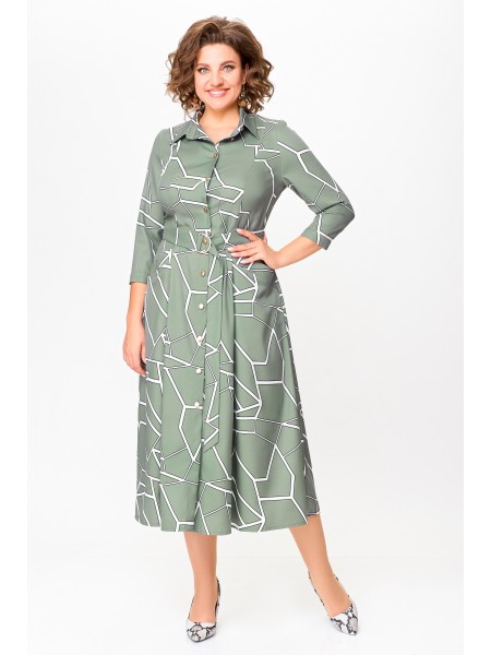 784.1 шалфей, принт белая геометрия