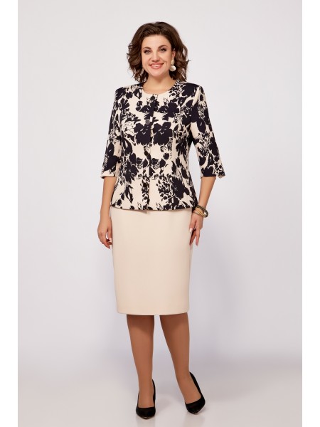 797 бежевый, принт чёрные цветы