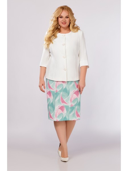 835 молочный, бирюзово-розовый принт