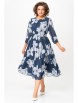 Нарядное платье артикул: 870 дымчато-синий, принт белые цветы от Swallow - вид 1