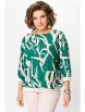 Блузка артикул: 872 изумрудно-зелёный в бежево-молочный принт от Swallow - вид 6