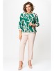 Блузка артикул: 872 изумрудно-зелёный в бежево-молочный принт от Swallow - вид 8