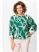 Блузка артикул: 872 изумрудно-зелёный в бежево-молочный принт от Swallow - вид 1