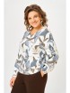 Кофта, джемпер артикул: 800.10 молочный, принт «листья в бежево-голубых тонах» от Swallow - вид 1