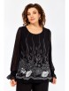 Блузка артикул: 803.5 чёрный, принт белые цветы от Swallow - вид 1