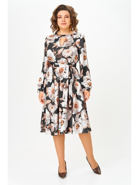 707.2 чёрный, принт «бежево-молочные пионы»